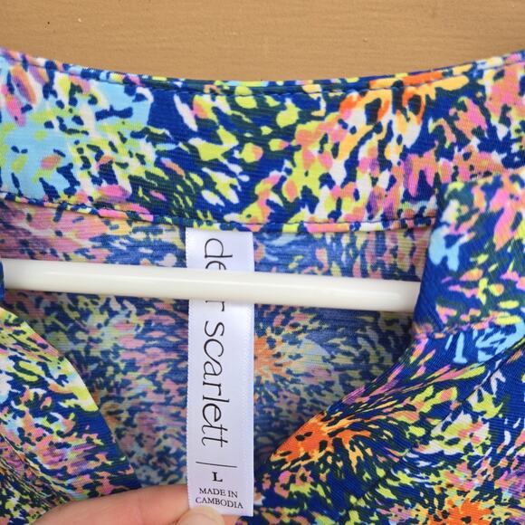 Dear Scarlett Lizzy Babydoll Top Womens Large Multicolor Fireworks - Picture 6 of 8